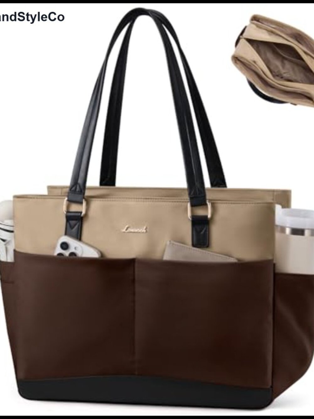 LOVEVOOK Women's Laptop Tote Bag Fits 15.6" Laptop 40oz Tumbler Holder